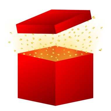 Kazanma Ödülleri 'ne girin. Kırmızı Hediye Kutusu ve Konfeti 'yi aç. Stok İllüstrasyonu