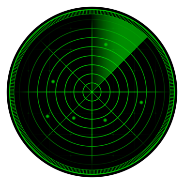 Araştırmadaki gerçekçi radar. Hedeflerle radar ekranı. hisse illüstrasyonu