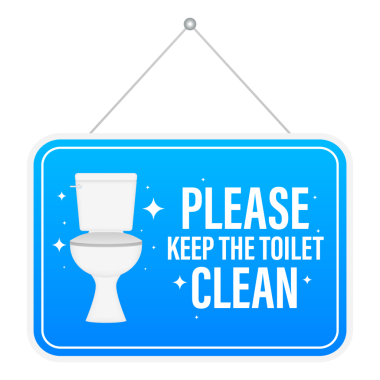 Lütfen tuvaletleri düz dizayn plakası olarak tutun. hisse illüstrasyonu.