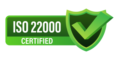 ISO 22000 sertifikalı rozet, ikon. Sertifika damgası. Düz tasarım