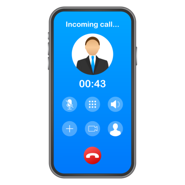 Gelen aramalı akıllı telefon ekranda. Gelen arama. hisse illüstrasyonu