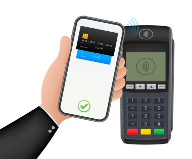 Temassız Ödeme Yöntemleri Mobil Akıllı Telefon ve Kablosuz POS Terminal Gerçekçi Tarzı. hisse illüstrasyonu.