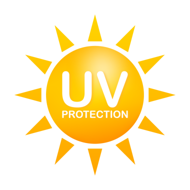 UV koruması. Güneş ikonu sembolü. Tehlike sembolü. UV radyasyonu. hisse illüstrasyonu.