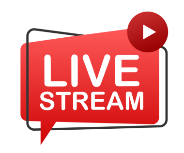 Canlı akım düz logo - çalma düğmeli kırmızı tasarım ögesi. resimleme.