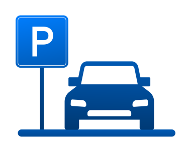 Mavi park yeri şablonu. Logo, simge, etiket. Beyaz arka plana park ediyorum. Web elemanı. hisse illüstrasyonu