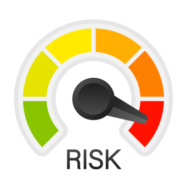 Hız göstergesinde risk simgesi. Yüksek risk ölçer. hisse illüstrasyonu