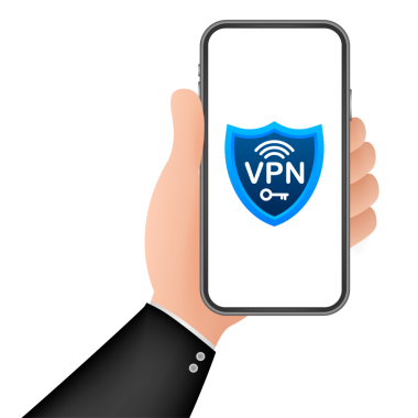 Güvenli VPN bağlantı konsepti. Sanal özel ağ bağlantı genel görünümü. hisse illüstrasyonu