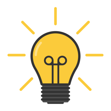 Çizgi film lambaları. Ampul ışığı simgesi - fikir işareti, çözüm. Elektrik, parlıyor. Ampul hattı simgesi