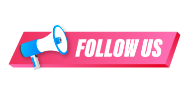 Düğme, beyaz arka planda bizi takip et. resimleme.