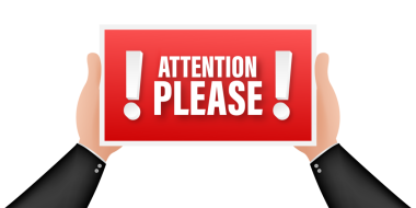 Lütfen dikkat. Ticari bilgi şablonu. Megafon bayrağı. hisse illüstrasyonu