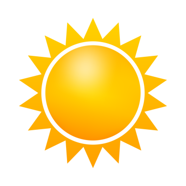 Hava tasarımı için Gerçekçi güneş simgesini beyaz arkaplanda ayarla. hisse illüstrasyonu