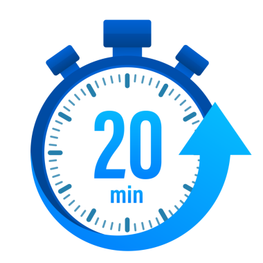 20 dakika, kronometre simgesi. Stopwatch simgesi düz stil, zaman ayarlı renk arkaplanı. resimleme