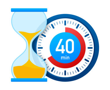 40 dakika, kronometre simgesi. Stopwatch simgesi düz stil, zaman ayarlı renk arkaplanı. resimleme