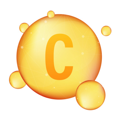 C vitamini altın renkli ikon. Akrep asidi. hisse illüstrasyonu.