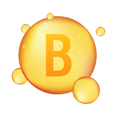B vitamini altın renkli ikon. Akrep asidi. resimleme.