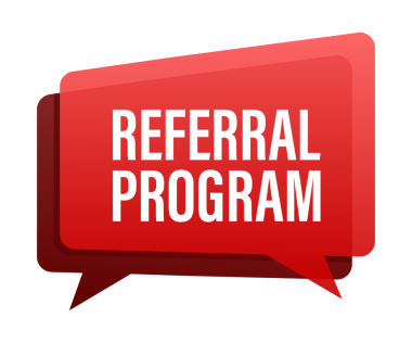 Kırmızı etikete yazılmış referans programı. Reklam tabelası. hisse illüstrasyonu