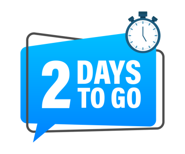 2 gün kaldı. Geri sayım zamanlayıcısı. Saat simgesi. Zaman simgesi. Sayım zamanı indirimi. hisse illüstrasyonu