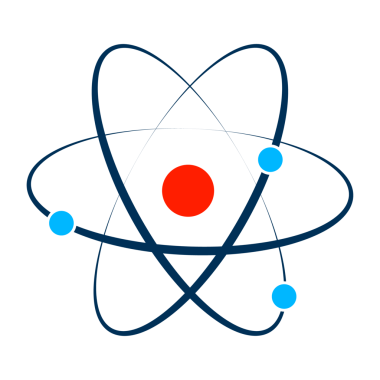 Atom simgesi, beyaz arkaplanda atom simgeleri