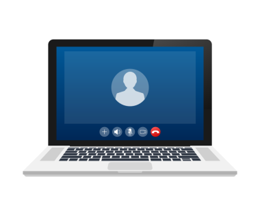 Bilgisayardan video çağrısı geliyor. Gelen aramalı dizüstü bilgisayar, erkek profili fotoğrafı ve geri çevirme tuşlarını kabul et. hisse illüstrasyonu