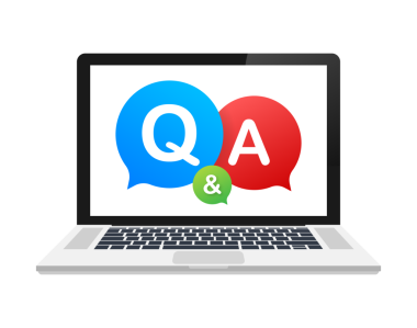 Beyaz arka planda Soru ve Cevap Baloncuk Sohbeti. hisse illüstrasyonu