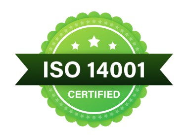 ISO 14001 sertifikalı rozet, ikon. Sertifika damgası. Düz tasarım
