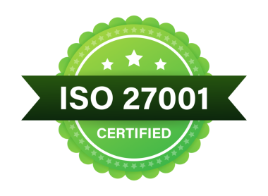 ISO 27001 sertifikalı rozet, ikon. Sertifika damgası. Düz dizayn. resimleme