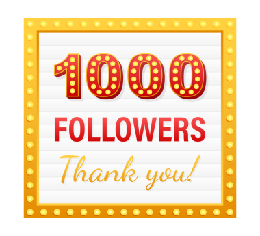 1000 takipçi, teşekkürler, sosyal siteler paylaşımı. Takipçiler tebrik kartı için teşekkürler. hisse illüstrasyonu.