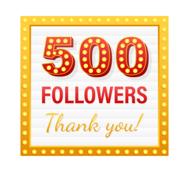 500 takipçi, teşekkürler, sosyal siteler paylaşımı. Takipçiler tebrik kartı için teşekkürler. hisse illüstrasyonu.