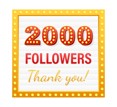 2000 takipçi, teşekkürler, sosyal siteler paylaşımı. Takipçiler tebrik kartı için teşekkürler. hisse illüstrasyonu.