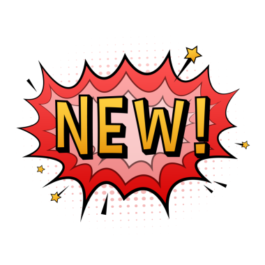 Yeni metinli komik konuşma balonları. Klasik karikatür çizimi. Sembol, etiket, özel teklif etiketi, reklam rozeti. Stok illüstrasyonu.