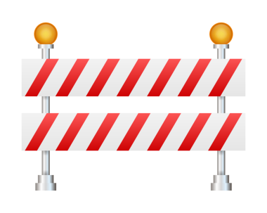İnşaat bariyeri altında. Yol beyaz arka planda kapalı. İnşaat ve onarım işaretidir. hisse illüstrasyonu