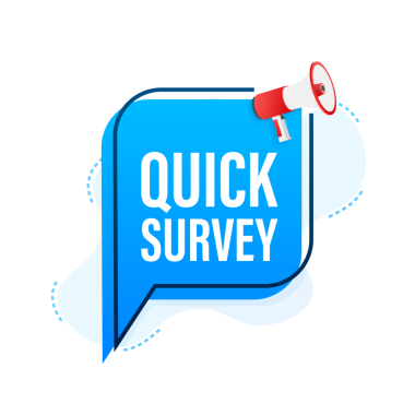 Hızlı anket ile megafon etiketi. Megafon bayrağı. Web tasarımı. hisse illüstrasyonu