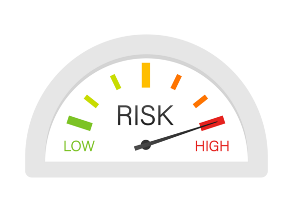 Hız göstergesinde risk simgesi. Yüksek risk ölçer. hisse illüstrasyonu