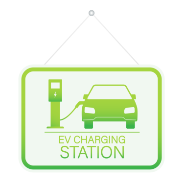 Elektrikli araba şarj oluyor. EV istasyonu. Araç ayakta