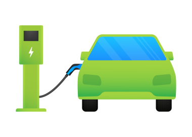Elektrikli araba şarj oluyor. EV istasyonu. Araç ayakta
