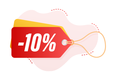 % 10 indirimli indirim etiketi. İndirimli fiyat etiketi. % 10 indirimli, uzun gölgeli, düz ikon. Vektör illüstrasyonu