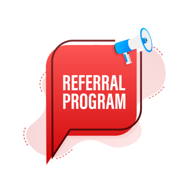 Yönlendirme programlı megafon etiketi. Megafon bayrağı. Web tasarımı. Vektör stok illüstrasyonu