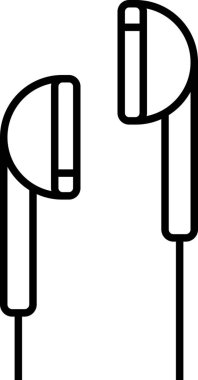 Kablosuz kulaklıkların basit siyah beyaz çizgili sanat simgesi, kişisel ses ve müzik dinlemeyi temsil ediyor