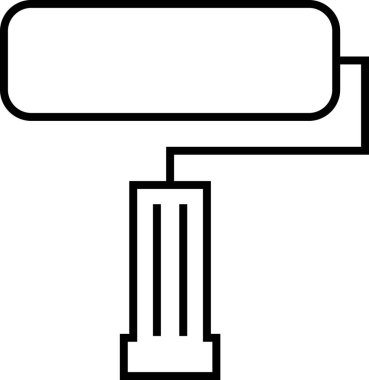 Boya fırçasının basit siyah beyaz çizgili sanat simgesi, resim veya ev geliştirme için mükemmel.