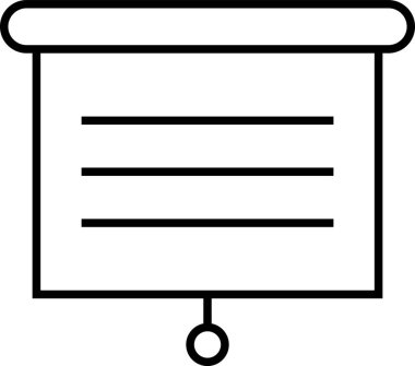 Metnin dört satırını gösteren basit siyah ve beyaz projeksiyon ekranı, sunumlar, eğitim amaçları ve bilgi iletimi için ideal