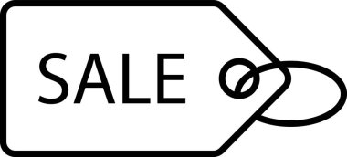 İndirim, promosyon ve perakende pazarlama için özel teklifleri temsil eden basit bir siyah beyaz etiket simgesi