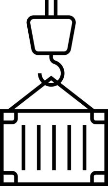 Nakliye ve lojistiği temsil eden bir vinç taşıyıcısının basit siyah beyaz simgesi