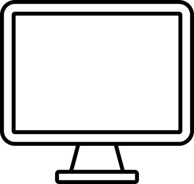 Boş beyaz ekranlı bir masaüstü bilgisayar monitörünün basit dış hat simgesi, teknoloji ve iletişim kavramları için idealdir
