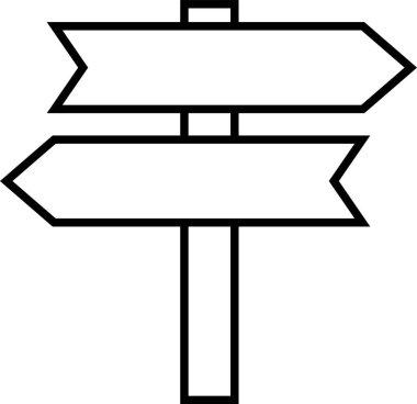 Zıt yönleri gösteren iki boş oklu bir işaret direğinin basit çizimi