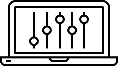 Bir dizüstü bilgisayar ekranında gösterilen kontrol paneli arayüzü, ayarlanabilir düğmeler ve ayarlar için ayarlanabilir düğmelere sahip dikey kaydırıcıları içeriyor