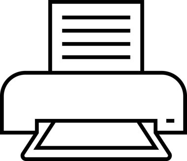 Bir belgeyi yazdıran yazıcının basit siyah beyaz simgesi