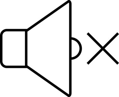 Sessiz bir hoparlörü temsil eden basit siyah beyaz çizgi resim simgesi