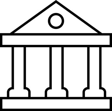 Hukuk sistemi, hükümet ve yargı sistemini temsil eden basit bir adliye simgesi, web siteleri ve sunumlar için ideal