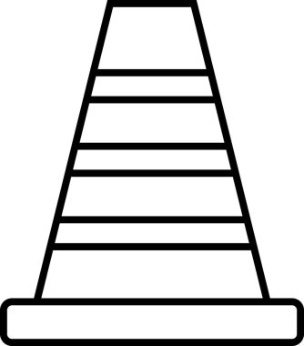 Çizgili bir trafik konisinin basit çizimi, yol güvenliği ve trafik yönetimi için gereklidir