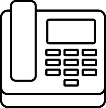 Modern işyerinde iletişim ve teknolojiyi temsil eden boş ekranlı bir ofis telefonu çizgisi.